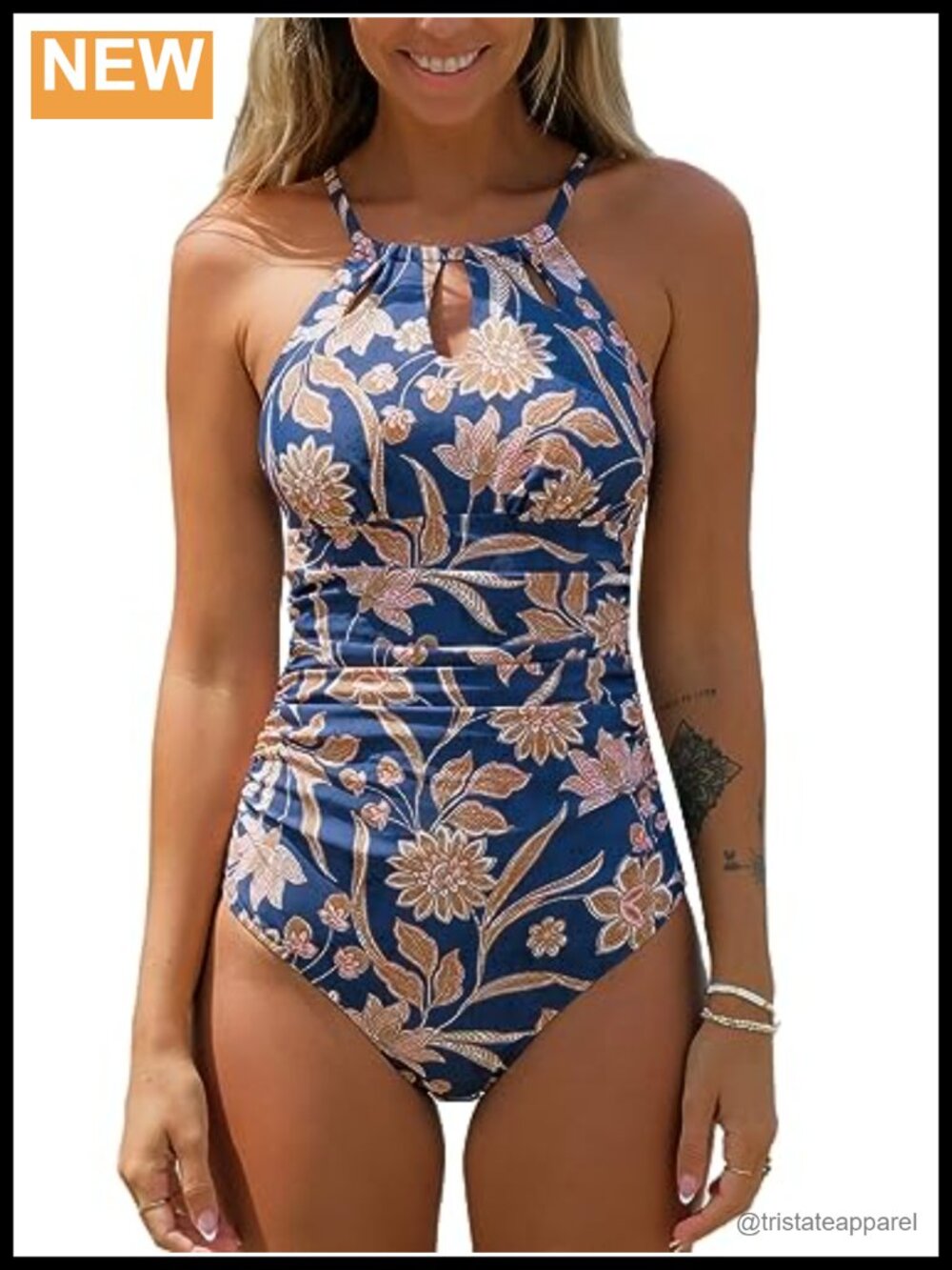 CUPSHE One Piece Swimsuit High Neck Tummy Control Cutout Back